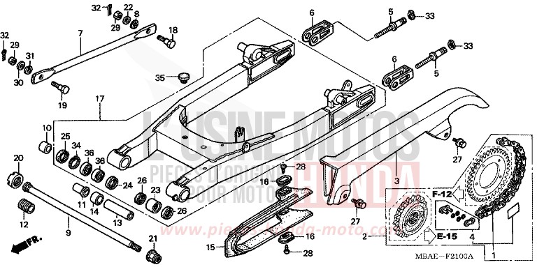 SWINGARM for Shadow Aero REARL SEDONA RED (R223B) from 2001